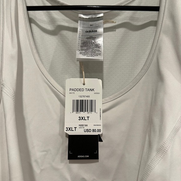 NWT Adidas Padded Football Tank Top 3XLT Mens White AEROREADY Sleeveless Shirt - Picture 7 of 10